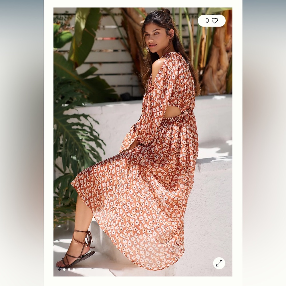 Anthropologie Floral Cutout Cover -Up